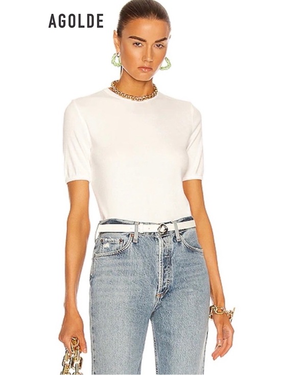 Agolde Tops - AGOLDE Relaxed Rib Tee In White Crop Crew Neck Basic Minimalist A7084-1096 XS